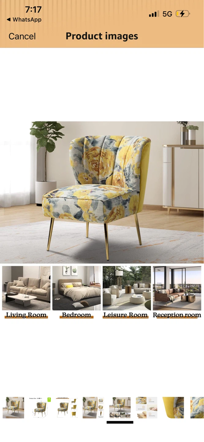 New Accent Chair with Yellow Floral Print - photo 5