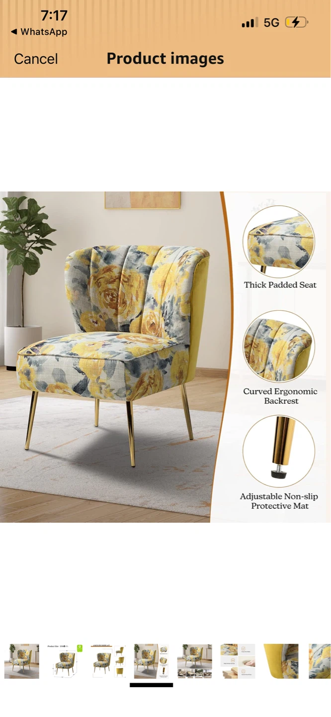 New Accent Chair with Yellow Floral Print - photo 4