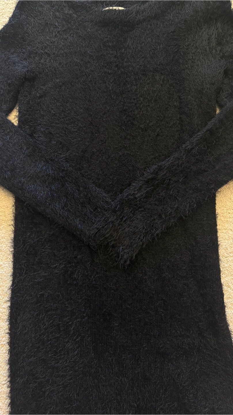 Black Fuzzy Sweater Dress - photo 2
