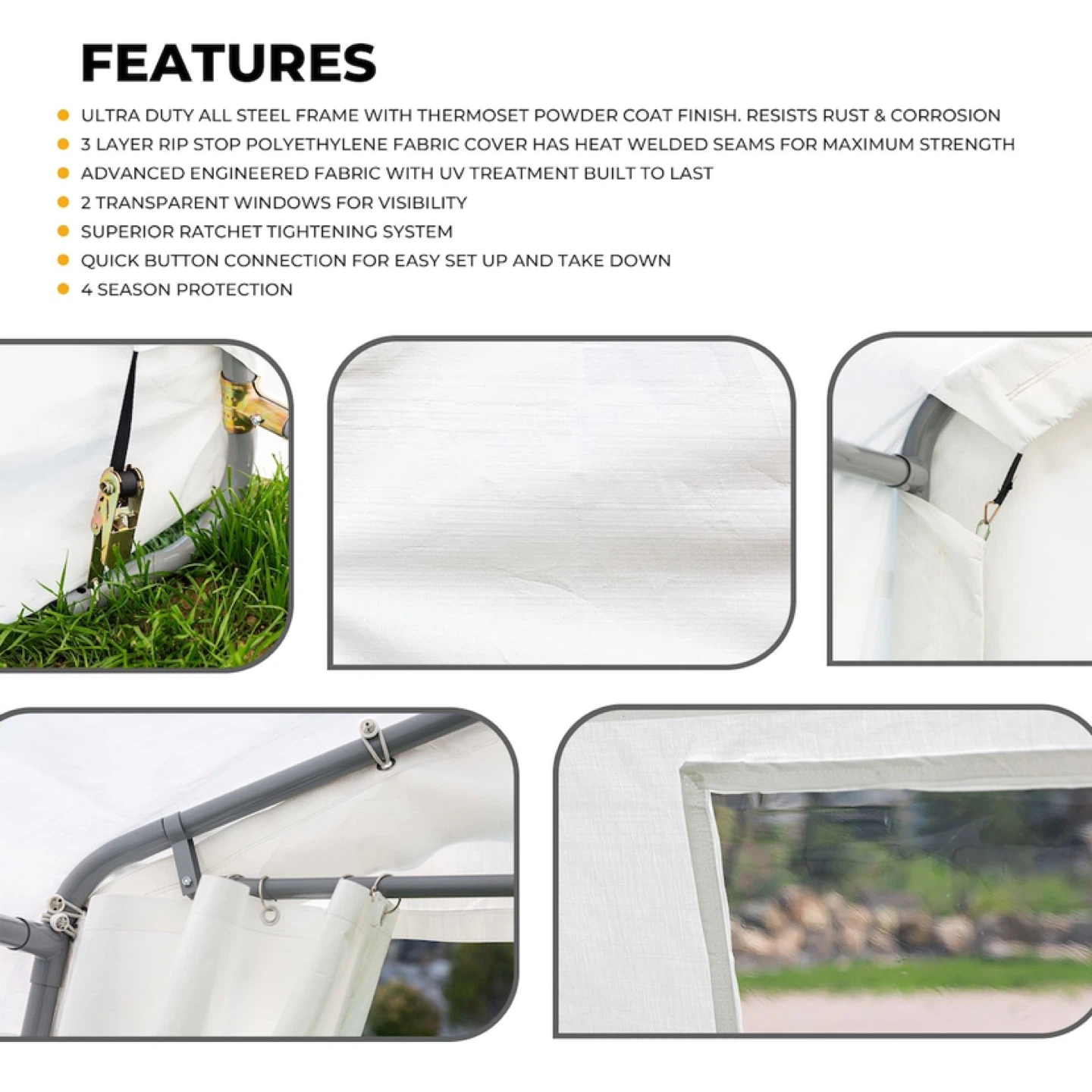 Weatherfast Heavy Duty Auto Shelter with Quick Button Connect - photo 2