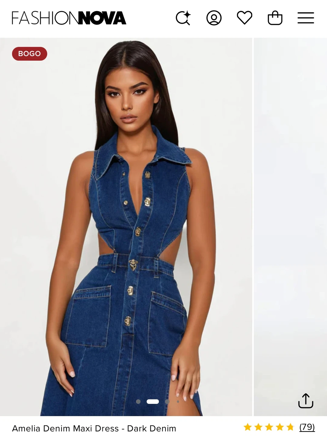 Fashion Nova Amelia Denim Maxi Dress - Dark Denim