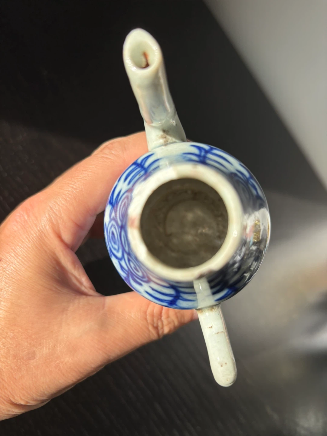 Antique Blue and White Miniature Ceramic Teapot - photo 4