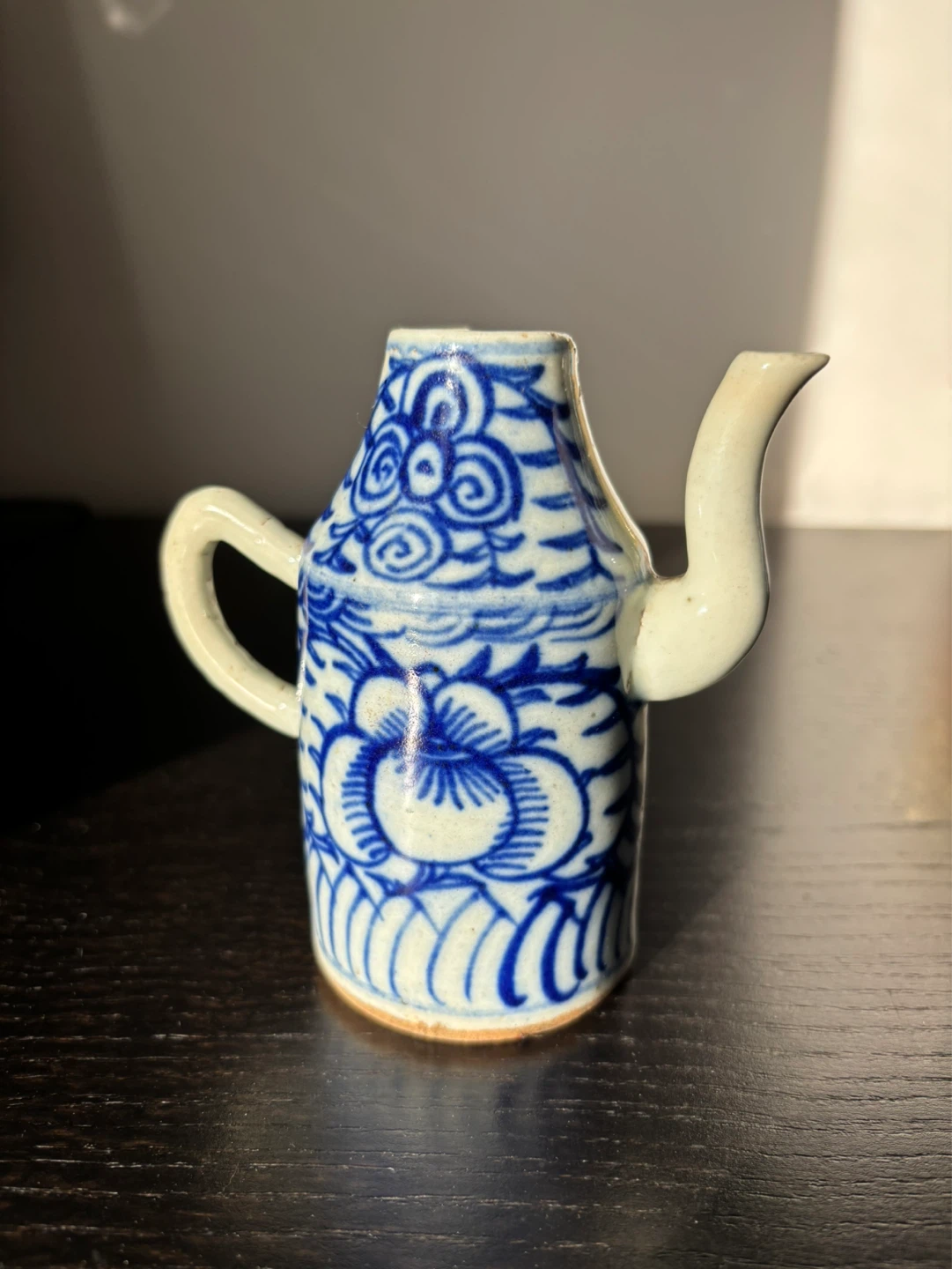 Antique Blue and White Miniature Ceramic Teapot
