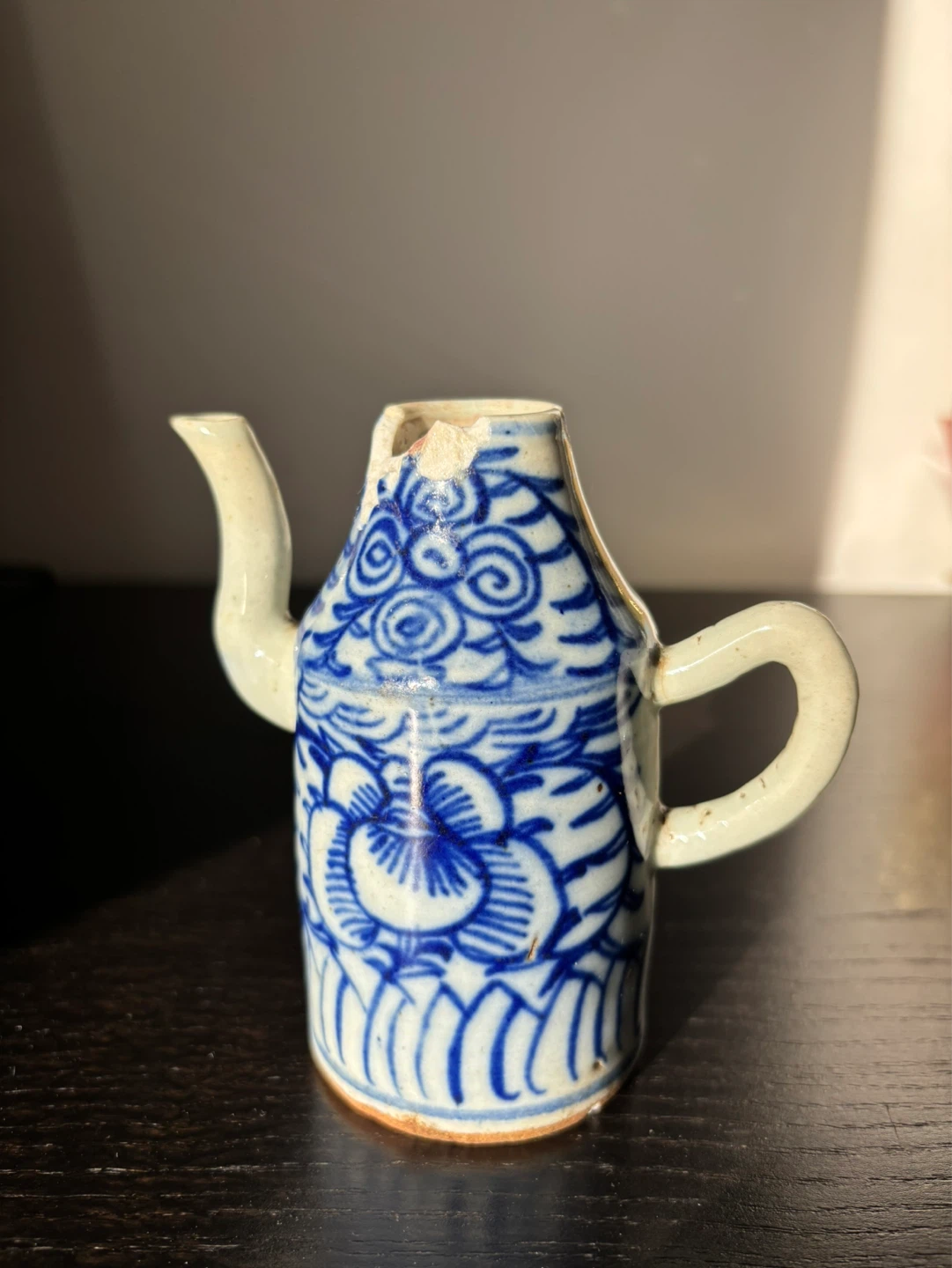 Antique Blue and White Miniature Ceramic Teapot - photo 2