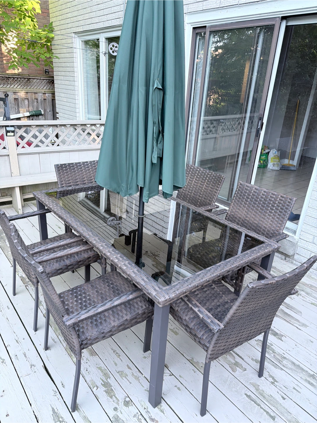 6 Pieces patio dining set with glass table - photo 2