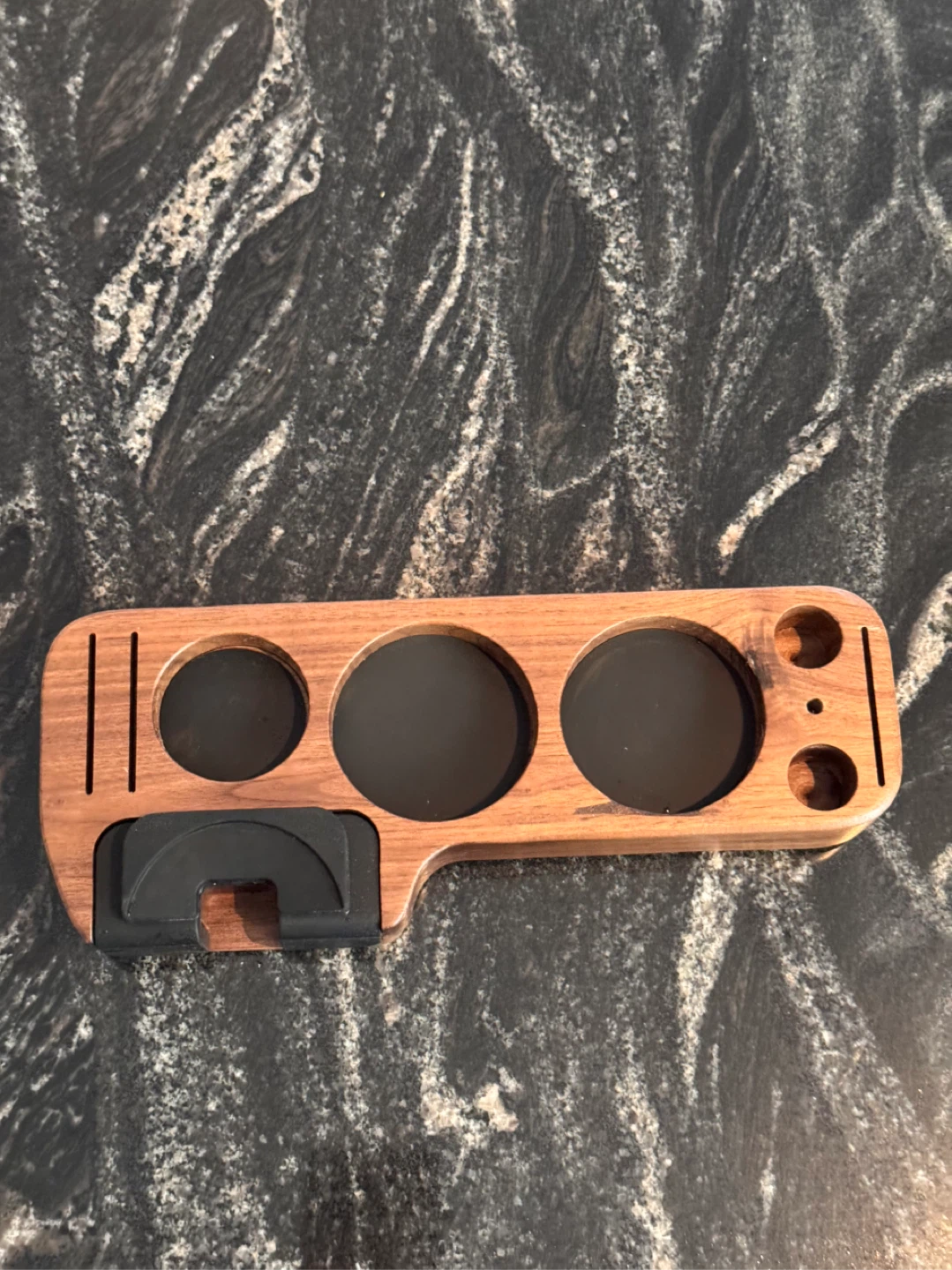 Walnut Wood Espresso Tamping Station Organizer