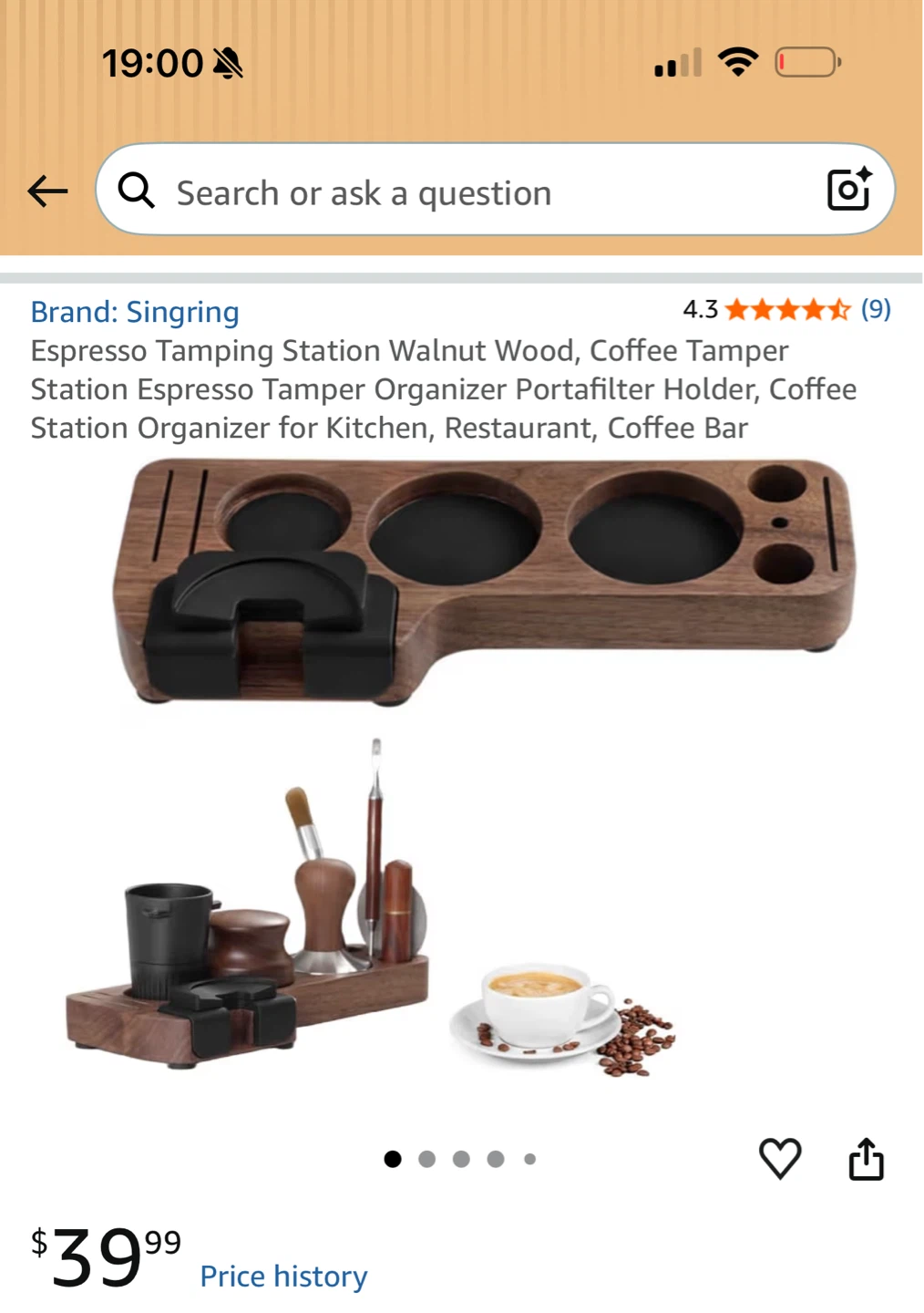 Walnut Wood Espresso Tamping Station Organizer - photo 3