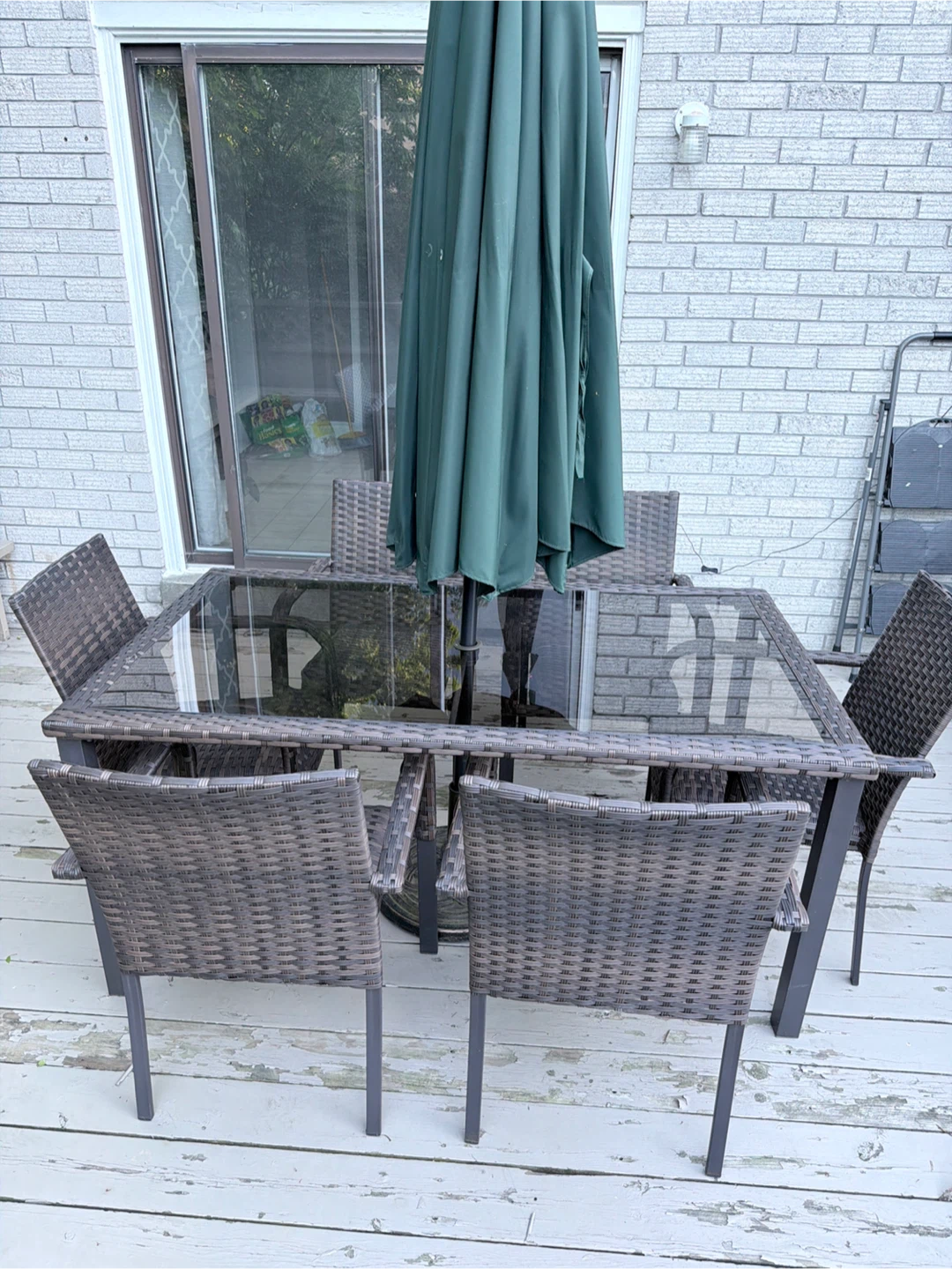 6 Pieces patio dining set with glass table - photo 3