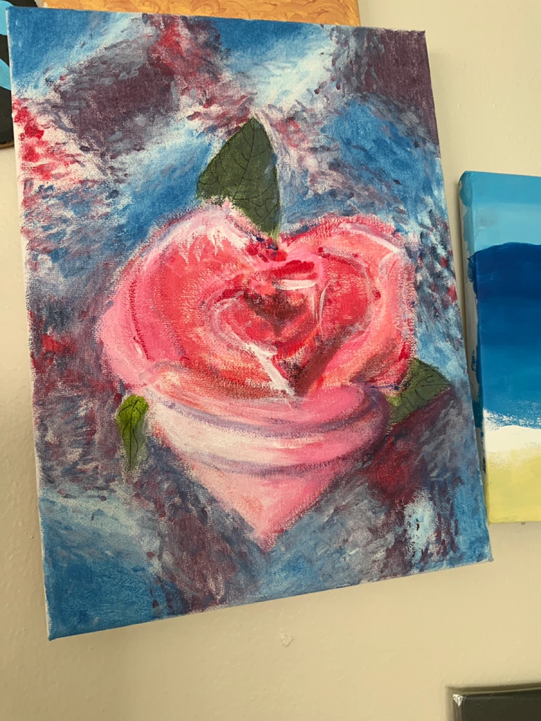 Original Acrylic Painting - Pink Rose
