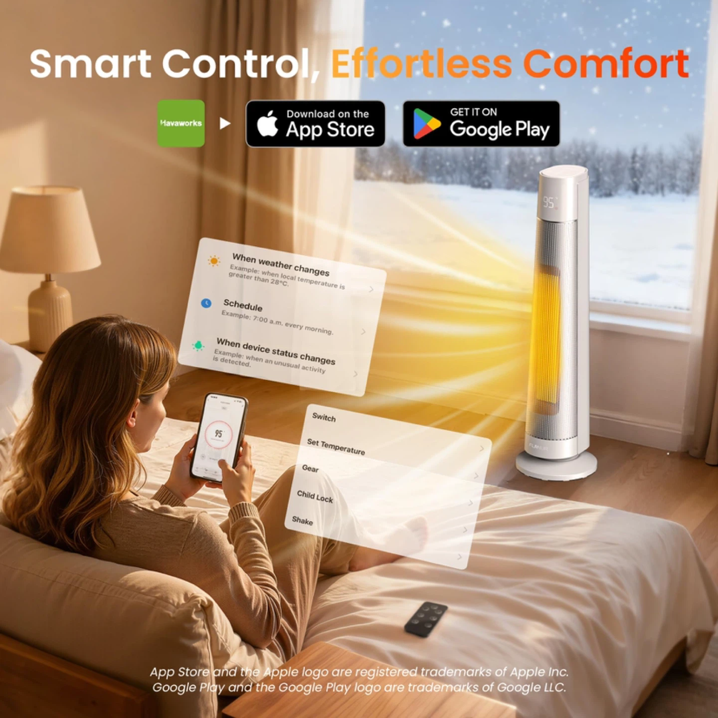 FLANUR 1500W PTC Ceramic Smart Space Heaters - photo 3