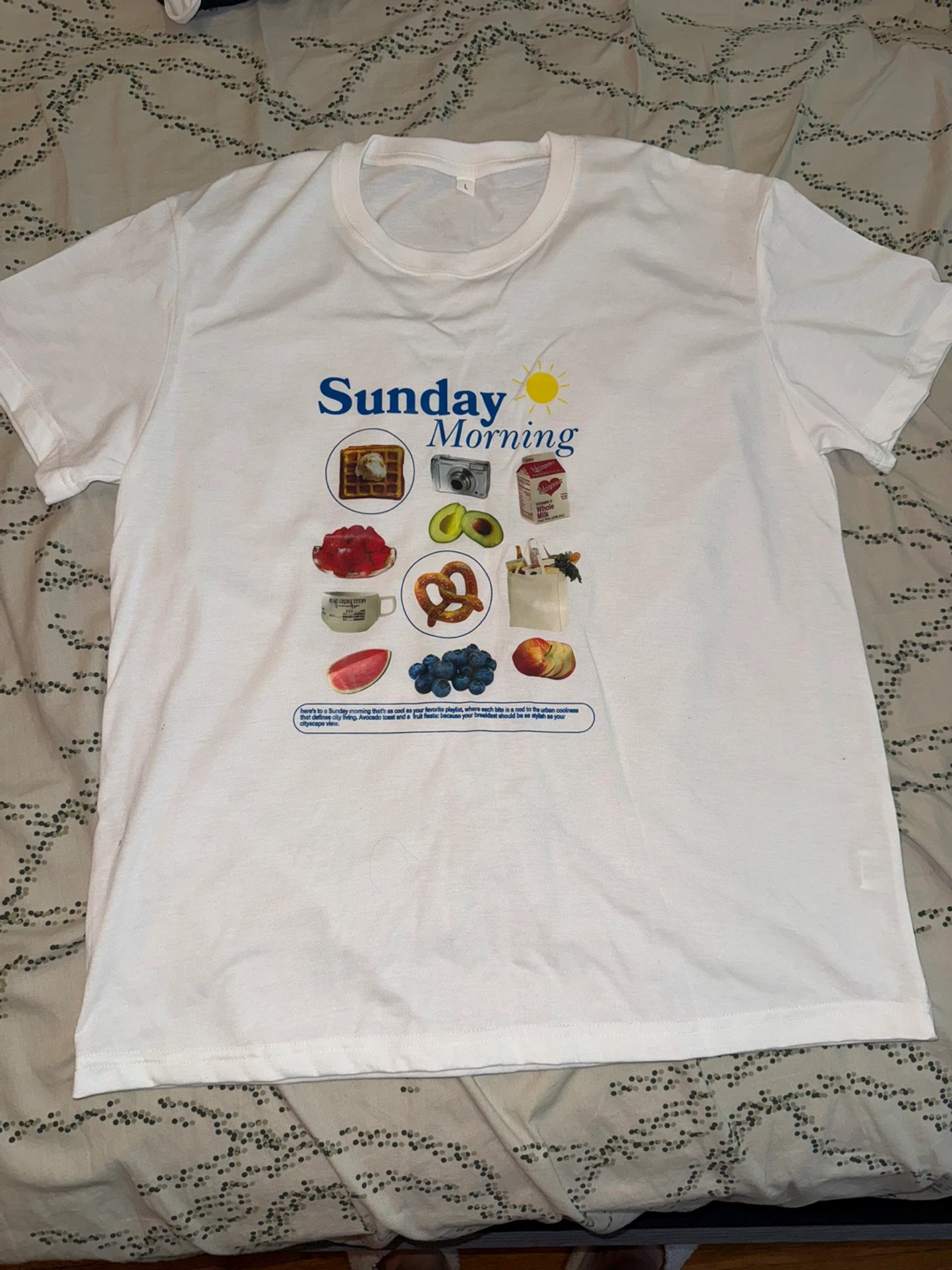 White Sunday Morning Graphic T-Shirt