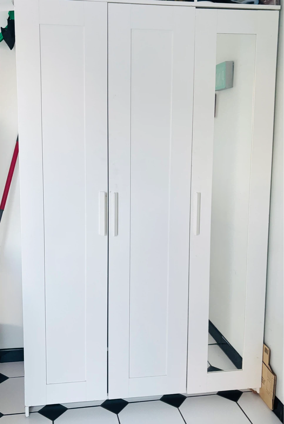 IKEA White 3-Door Wardrobe with Mirror