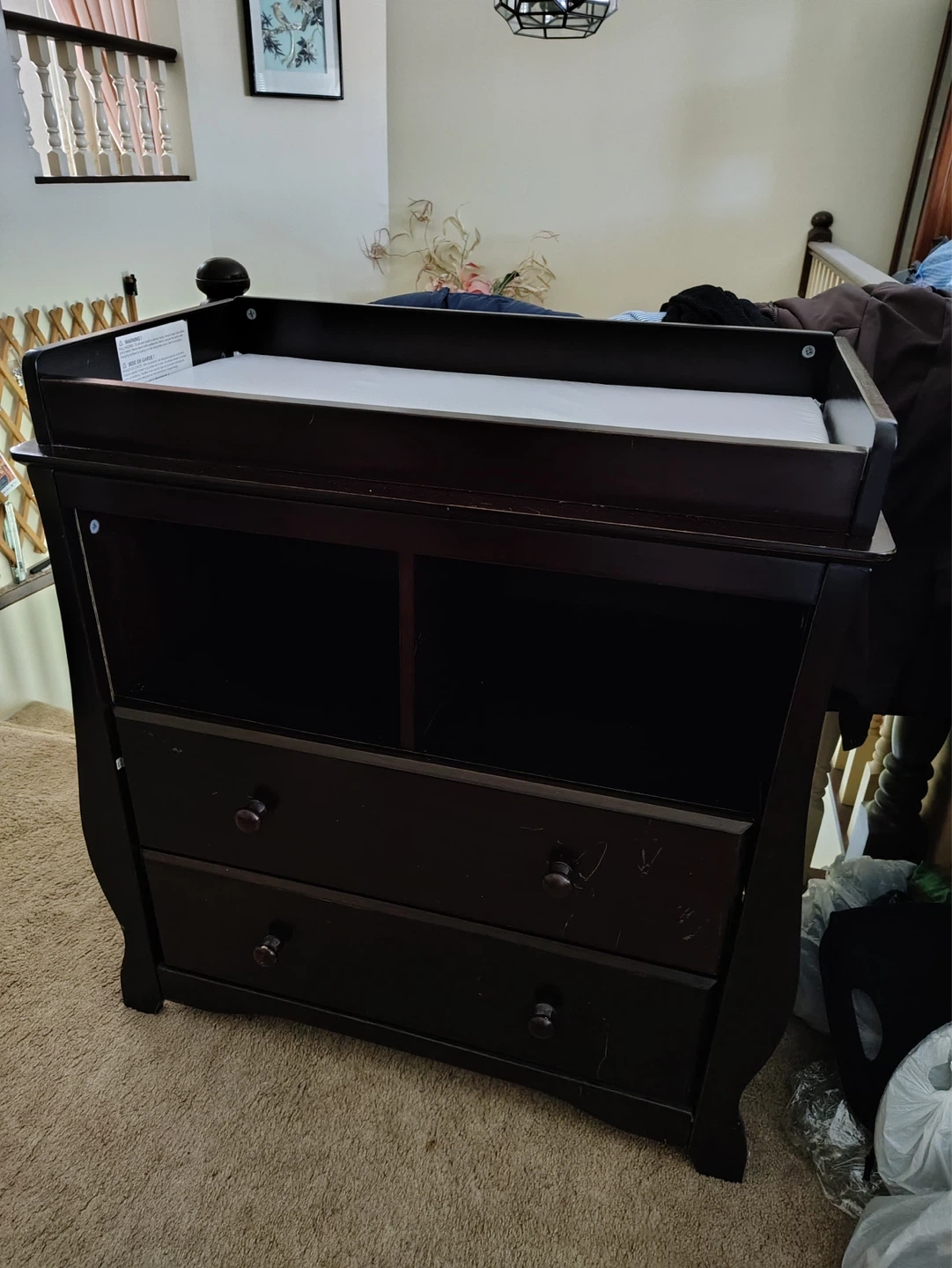 Dark Brown Changing Table with Drawers