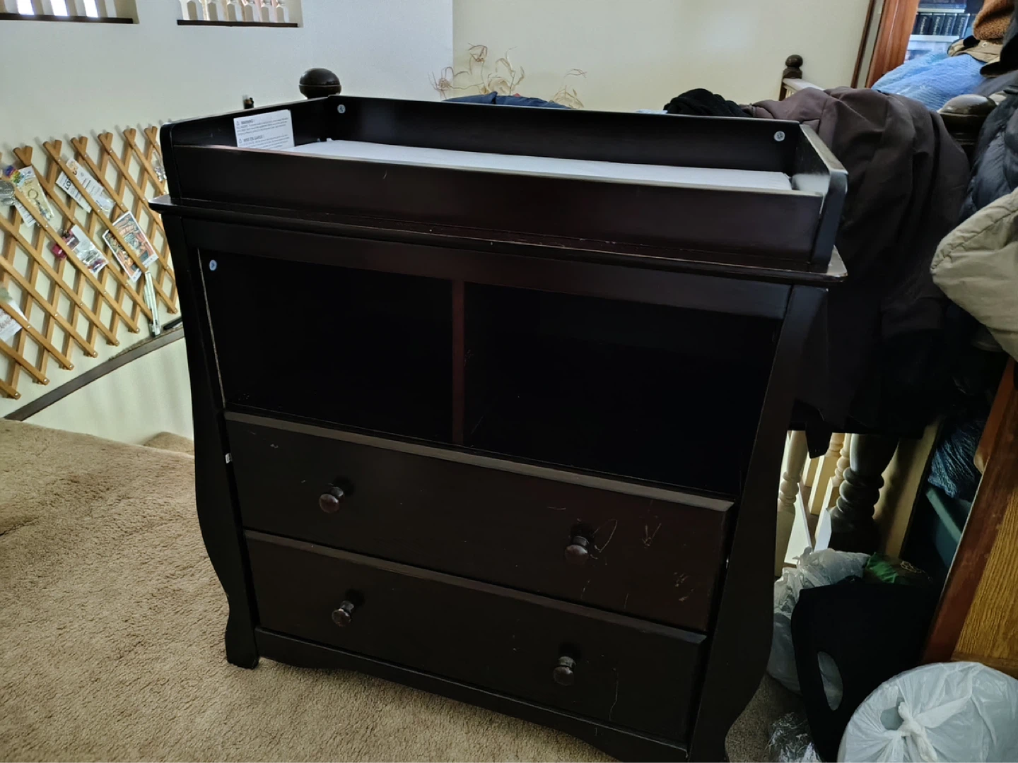 Dark Brown Changing Table with Drawers - photo 2