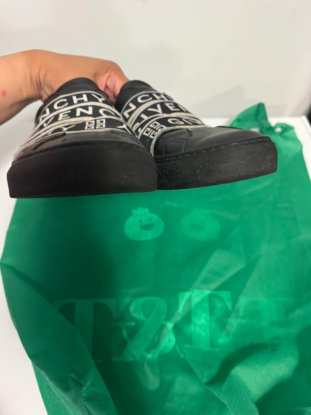Givenchy Paris Black Leather Sneakers with Logo Band - photo 5