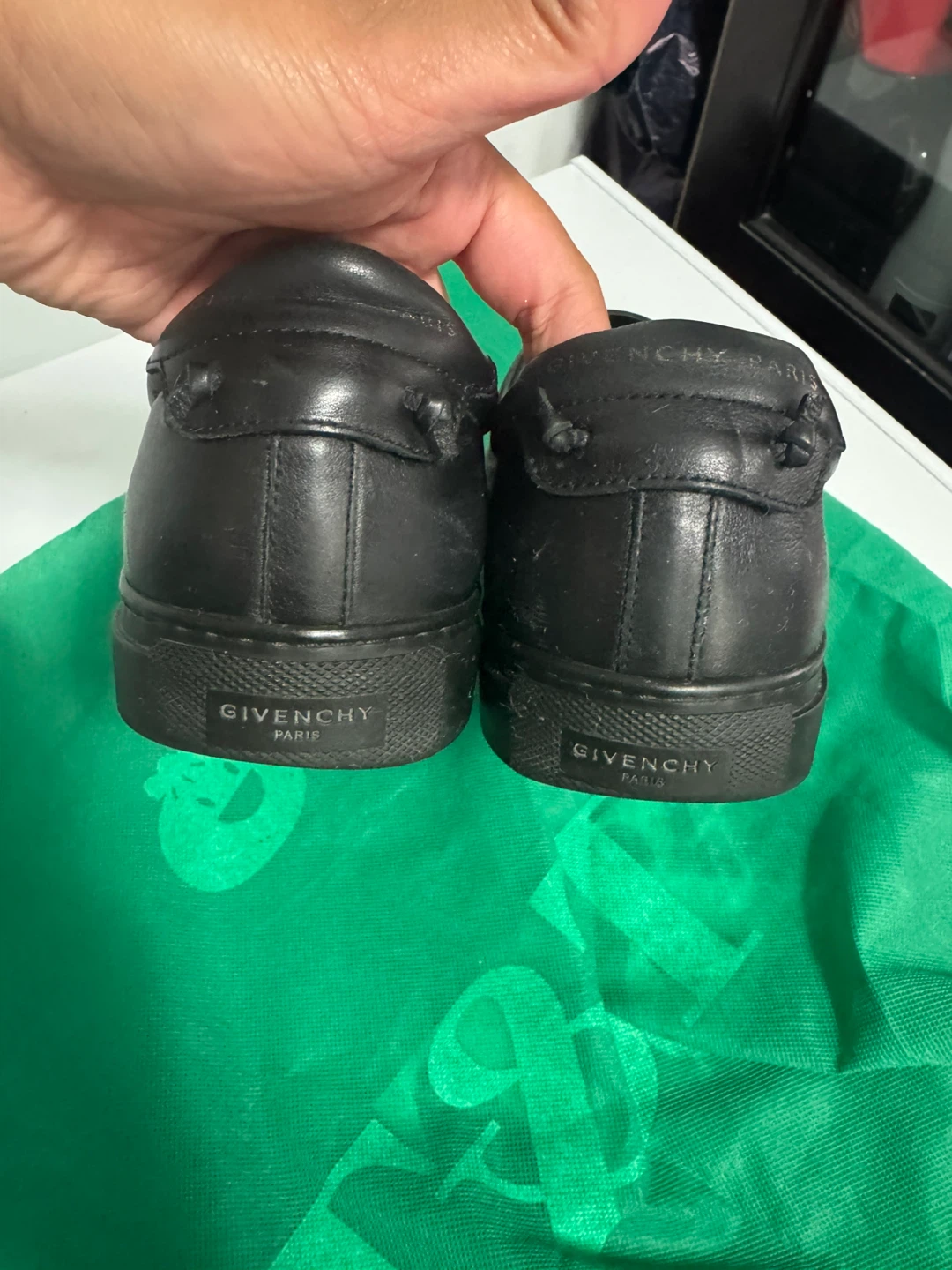 Givenchy Paris Black Leather Sneakers with Logo Band - photo 4