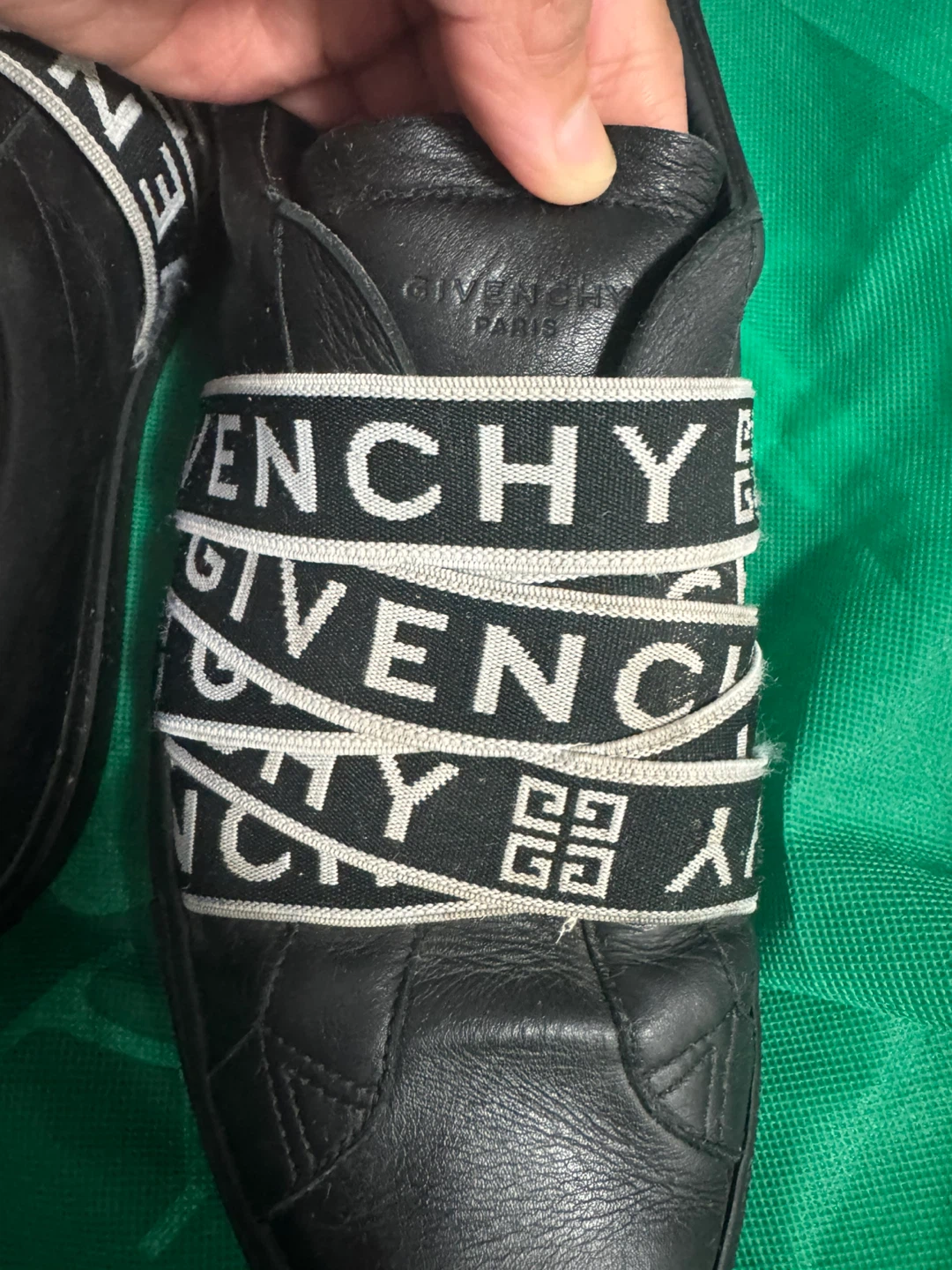 Givenchy Paris Black Leather Sneakers with Logo Band - photo 3