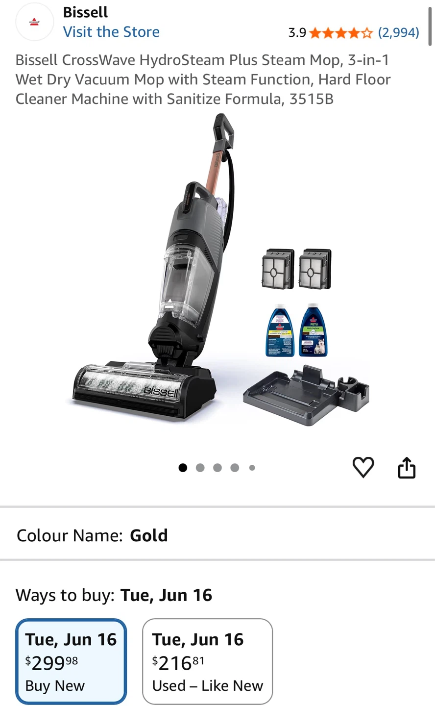 Bissell CrossWave HydroSteam Plus Steam Mop (Wet Dry Vacuum) - photo 2