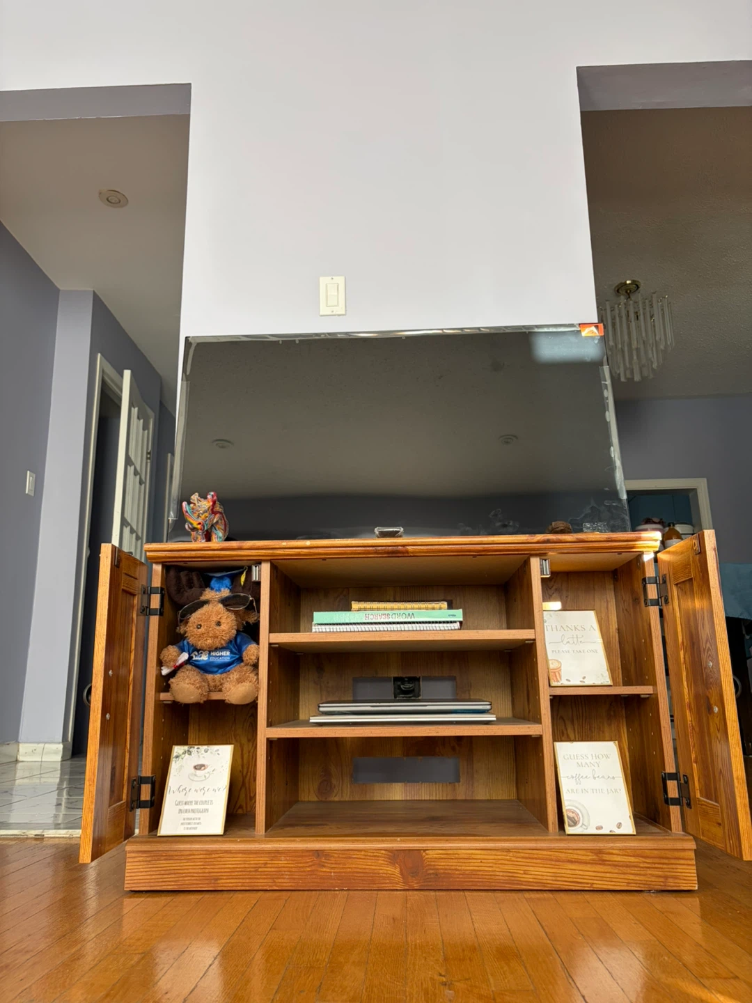 Solid Wood TV Stand with Doors - photo 2