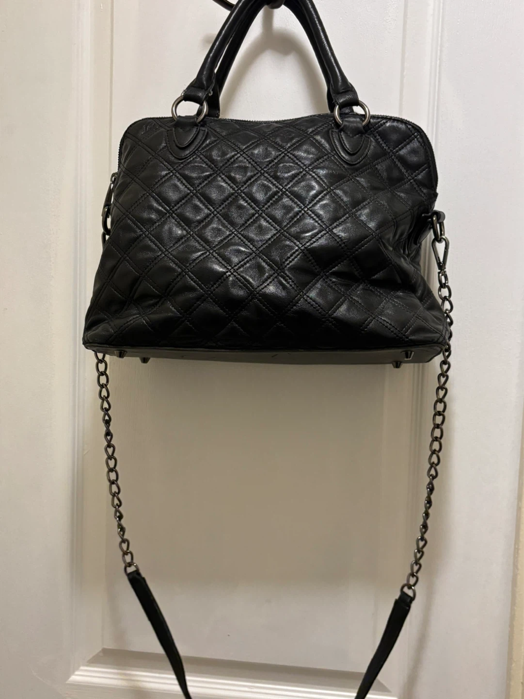 DANIER Genuine Leather Quilted Satchel Handbag