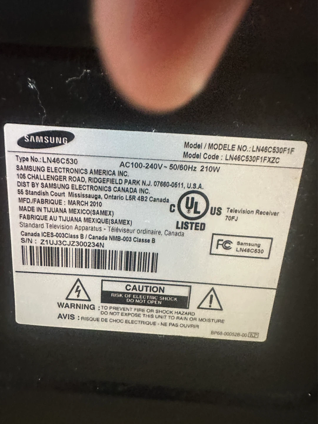 Samsung LN46C530F1F 46" LCD TV - photo 2