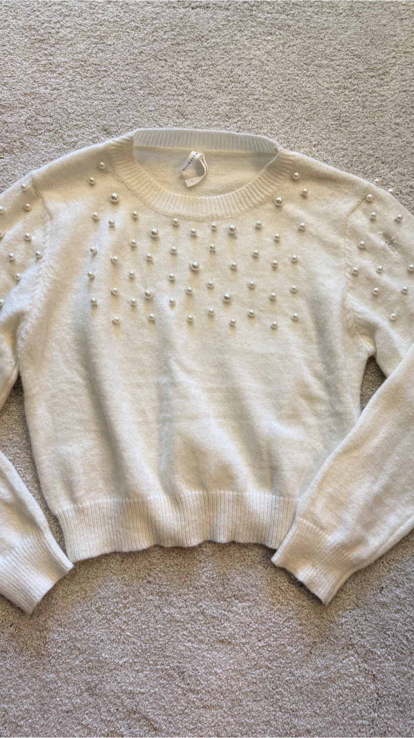 Cream Pearl Detail Sweater - photo 2