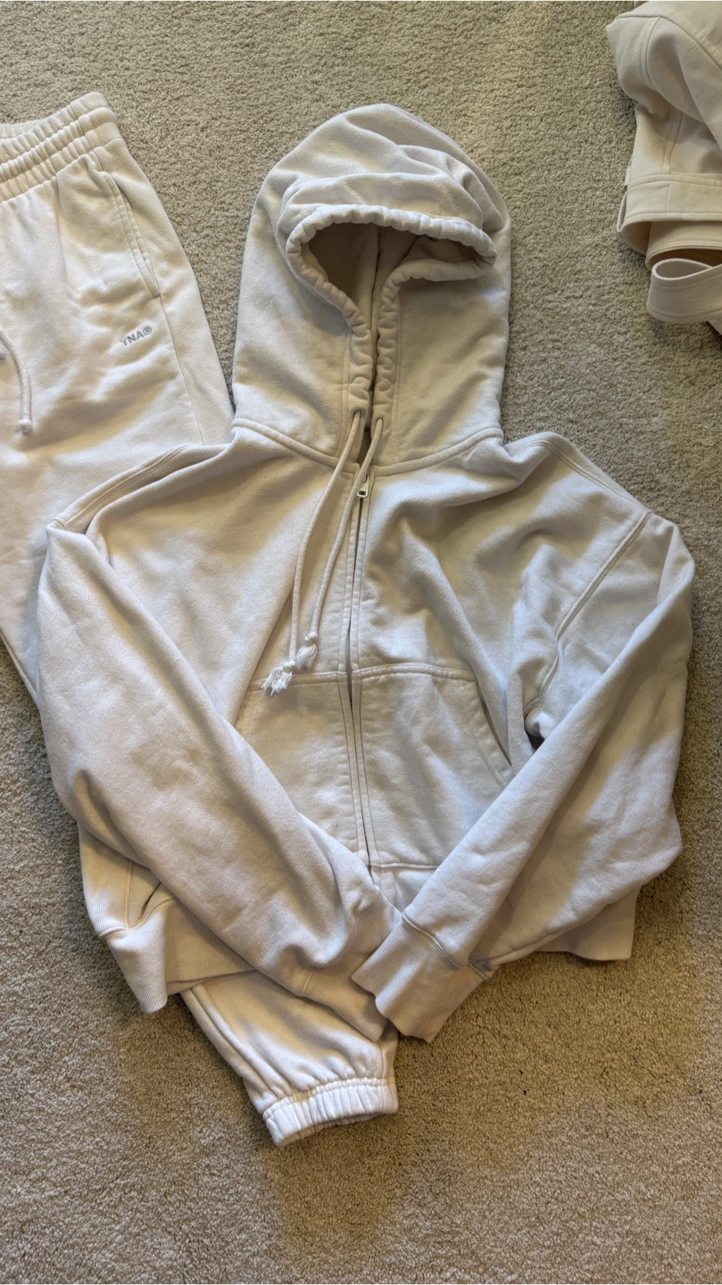 TNA Cream Fleece Zip-Up Hoodie and Joggers Set - photo 2