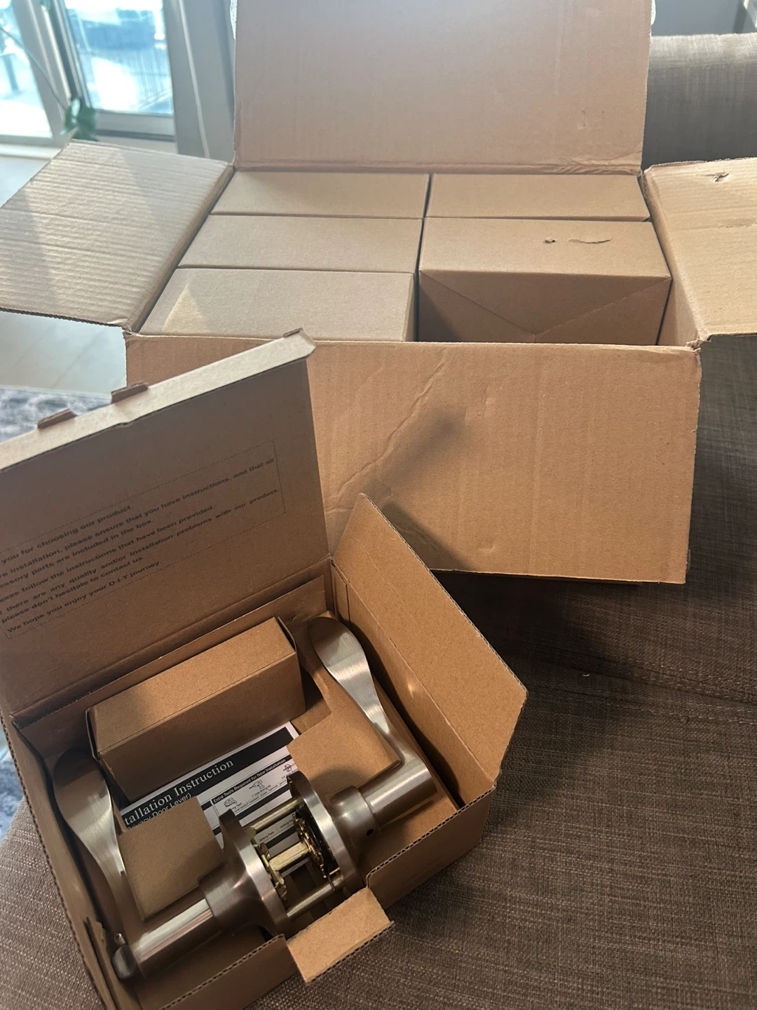 6-Pack Satin Nickel Lever Door Knobs