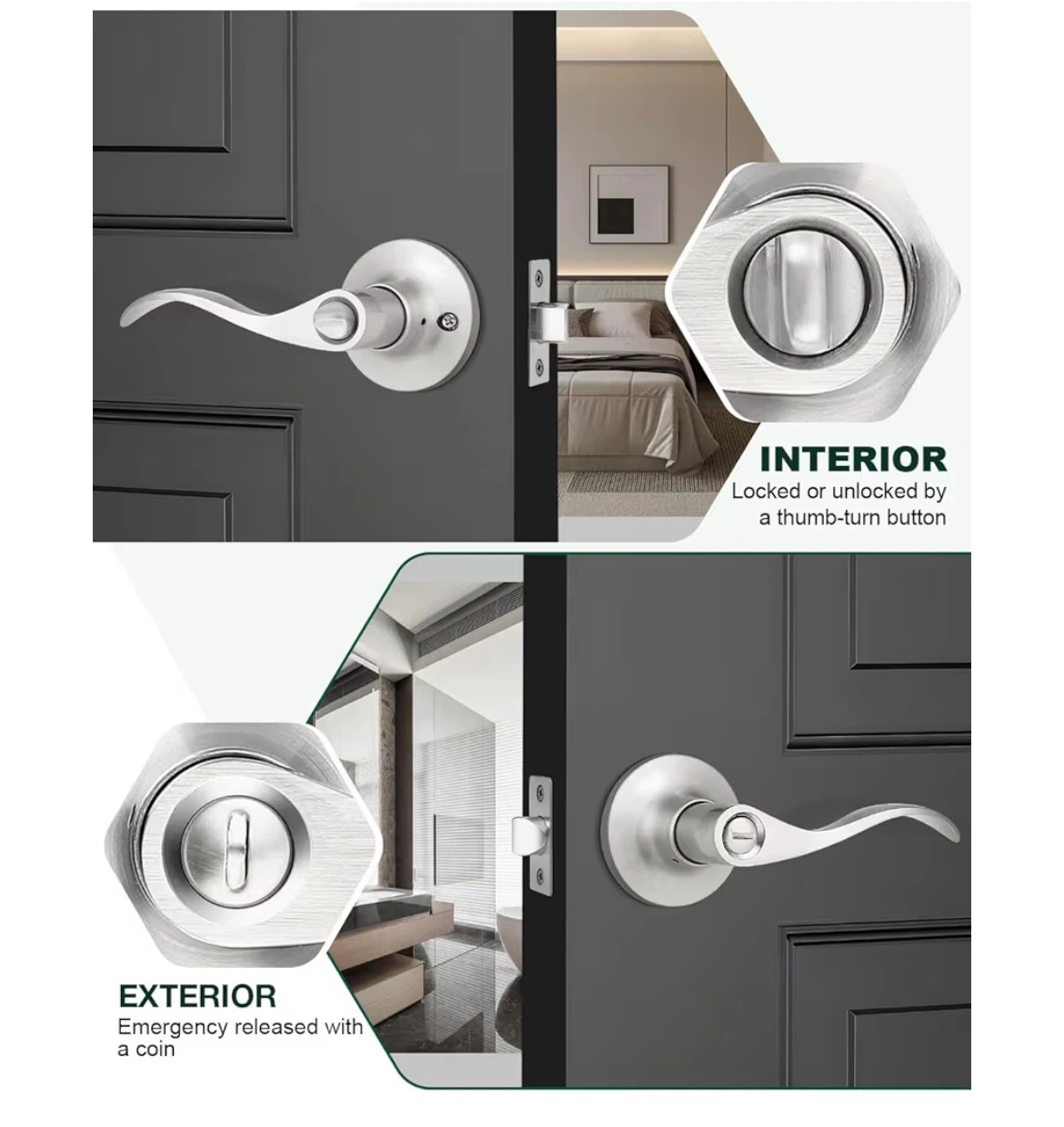 6-Pack Satin Nickel Lever Door Knobs - photo 4