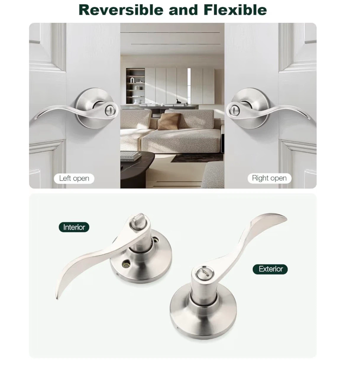 6-Pack Satin Nickel Lever Door Knobs - photo 5