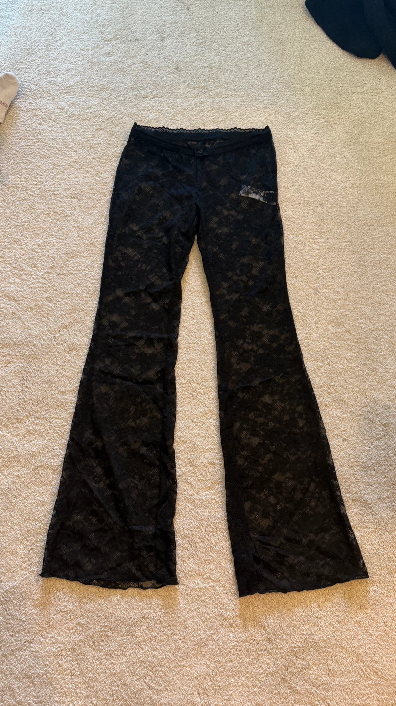 Black Lace Flare Pants