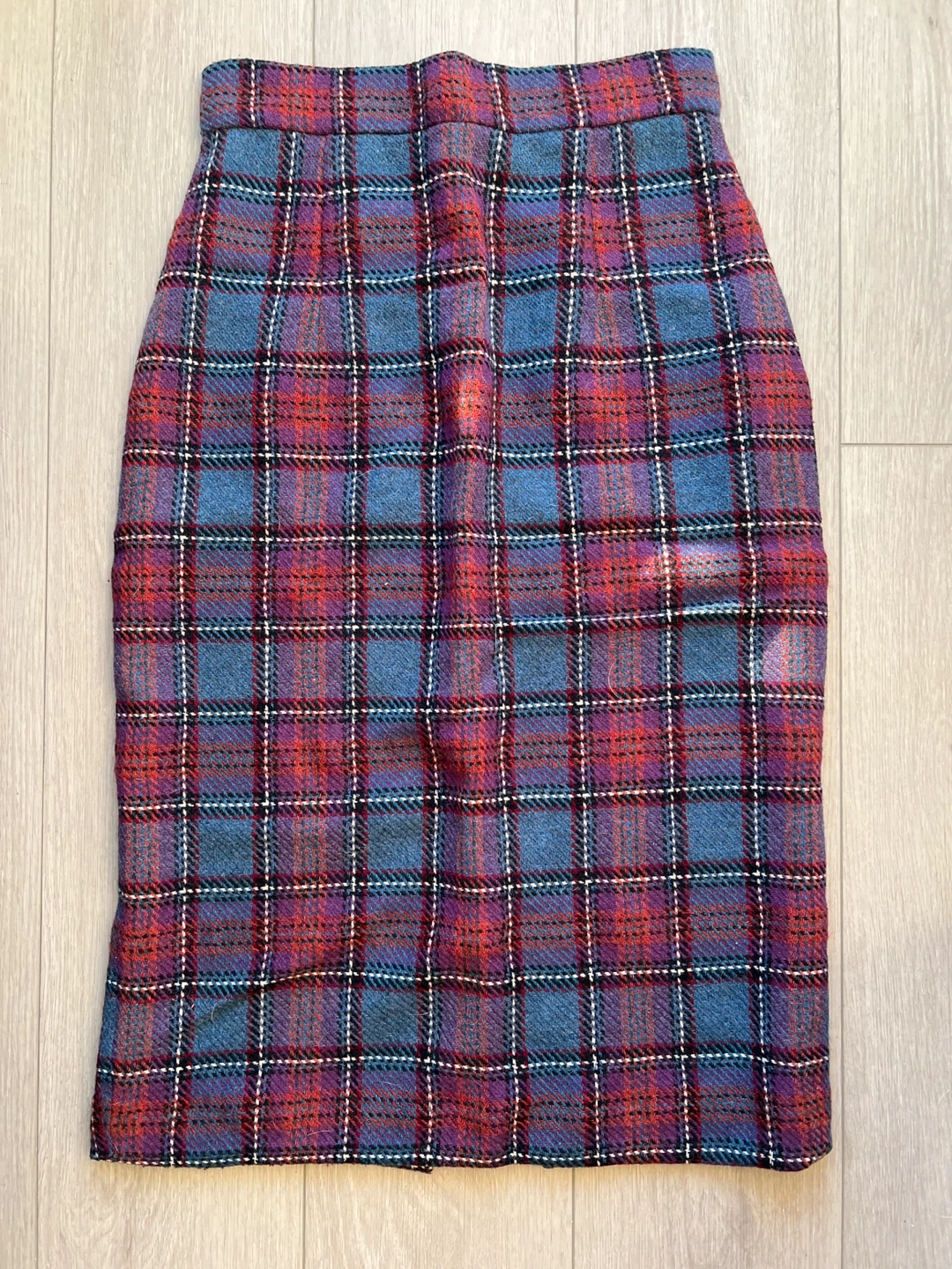 Plaid Tweed Pencil Skirt