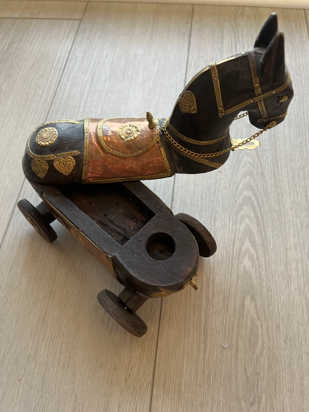 Wooden Horse Decorative Box on Wheels - photo 2