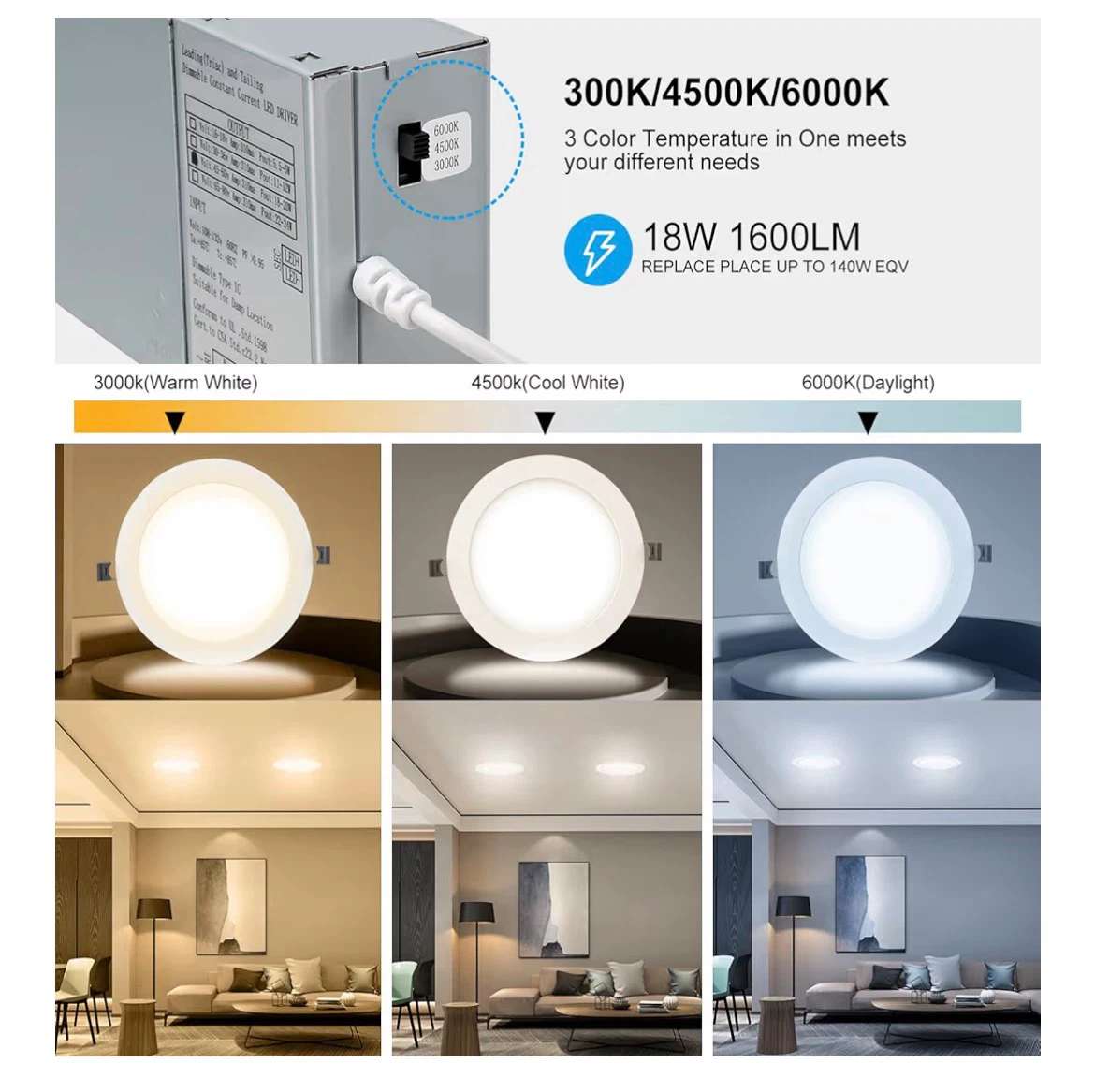 Slim LED Panel Light - 7 Inch Recessed Lights (6 Pack) - photo 3