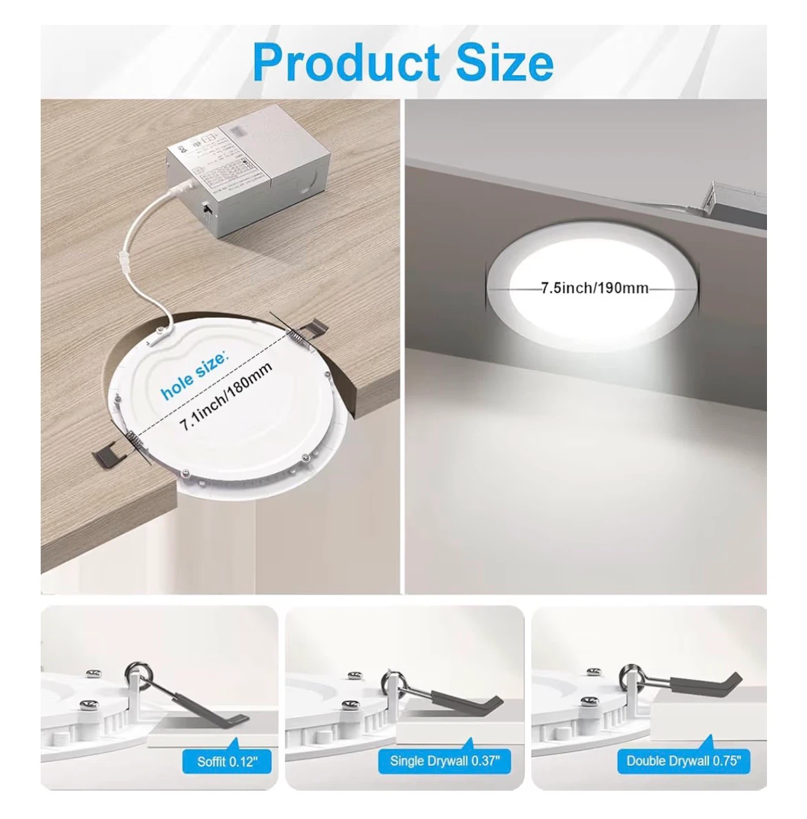 Slim LED Panel Light - 7 Inch Recessed Lights (6 Pack) - photo 4