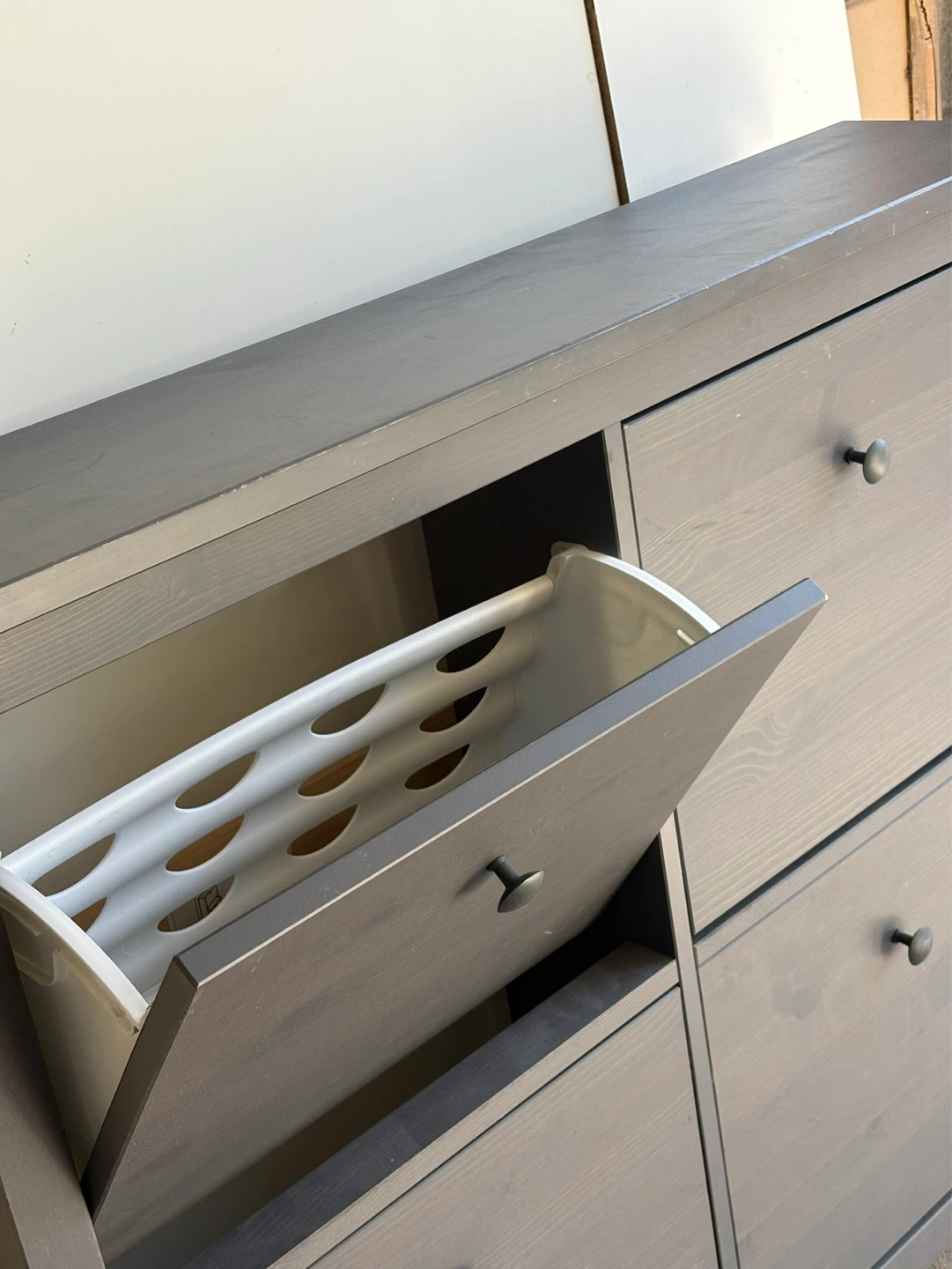 Grey Wooden Shoe Cabinet