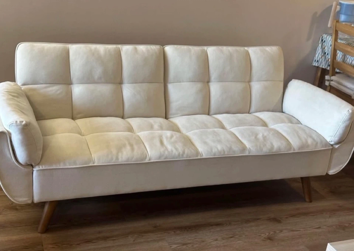 Cream Futon Convertible Sofa Bed