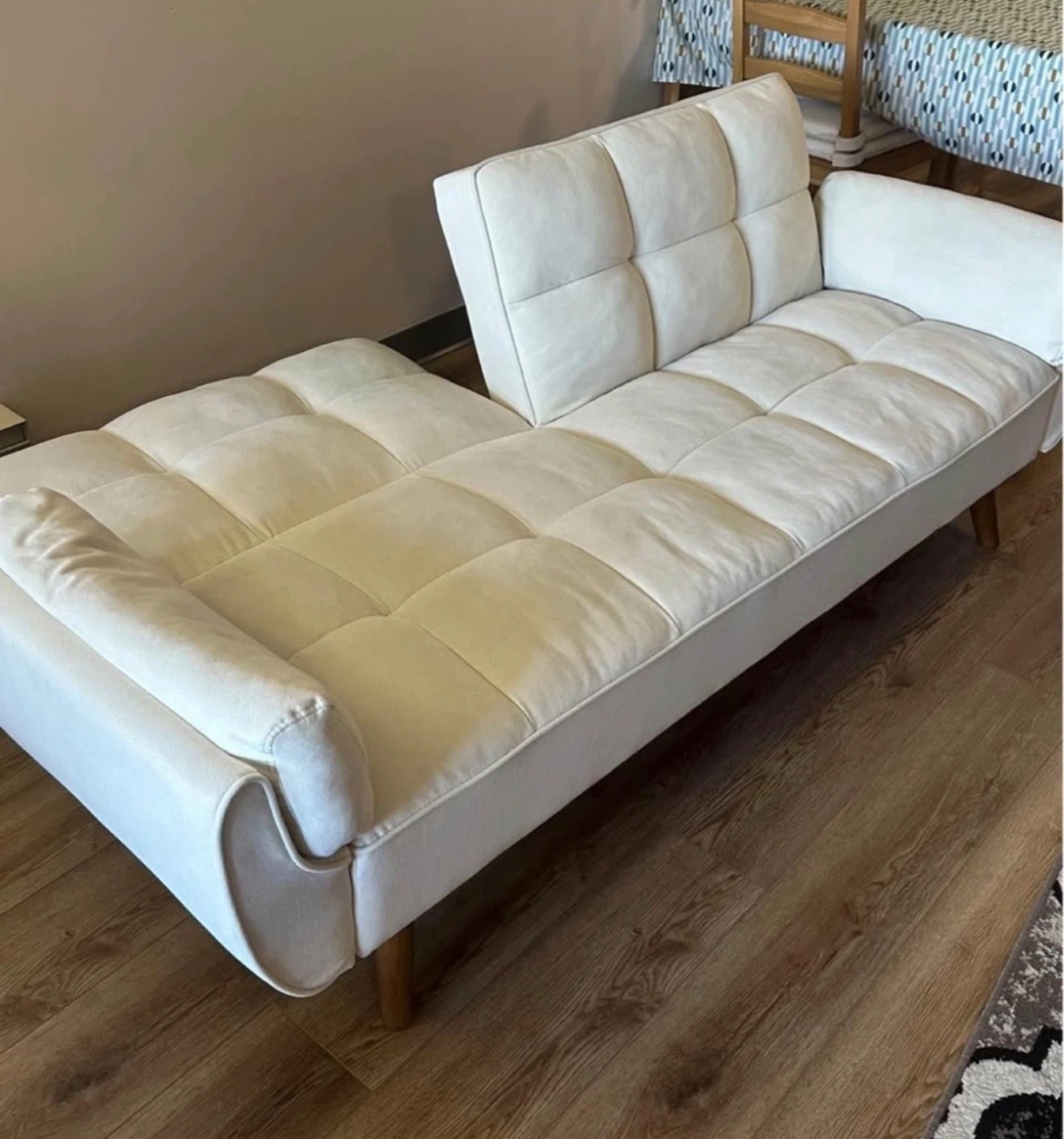 Cream Futon Convertible Sofa Bed - photo 2