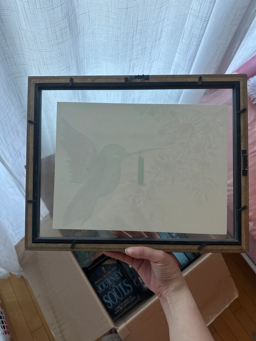 12 x 15 inch Black Frame with Hummingbird Artwork - photo 2
