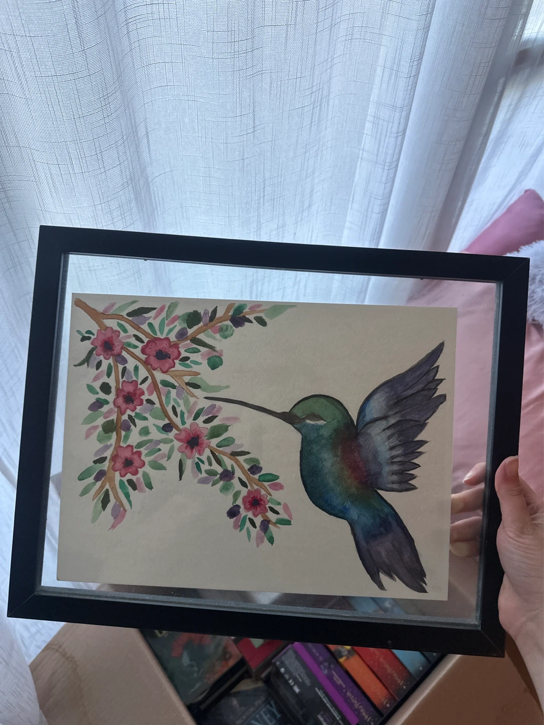 12 x 15 inch Black Frame with Hummingbird Artwork
