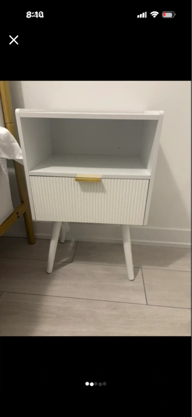 White Bedside Table with Drawer