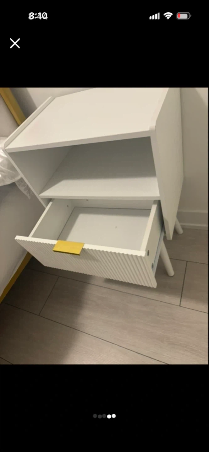 White Bedside Table with Drawer - photo 2