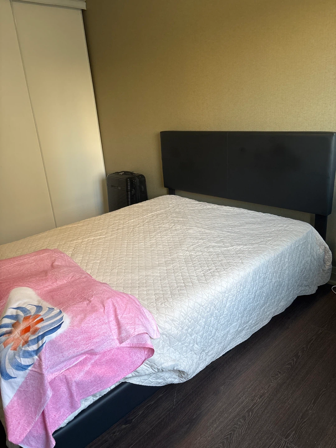Black Faux Leather Headboard with Bed Frame - photo 2