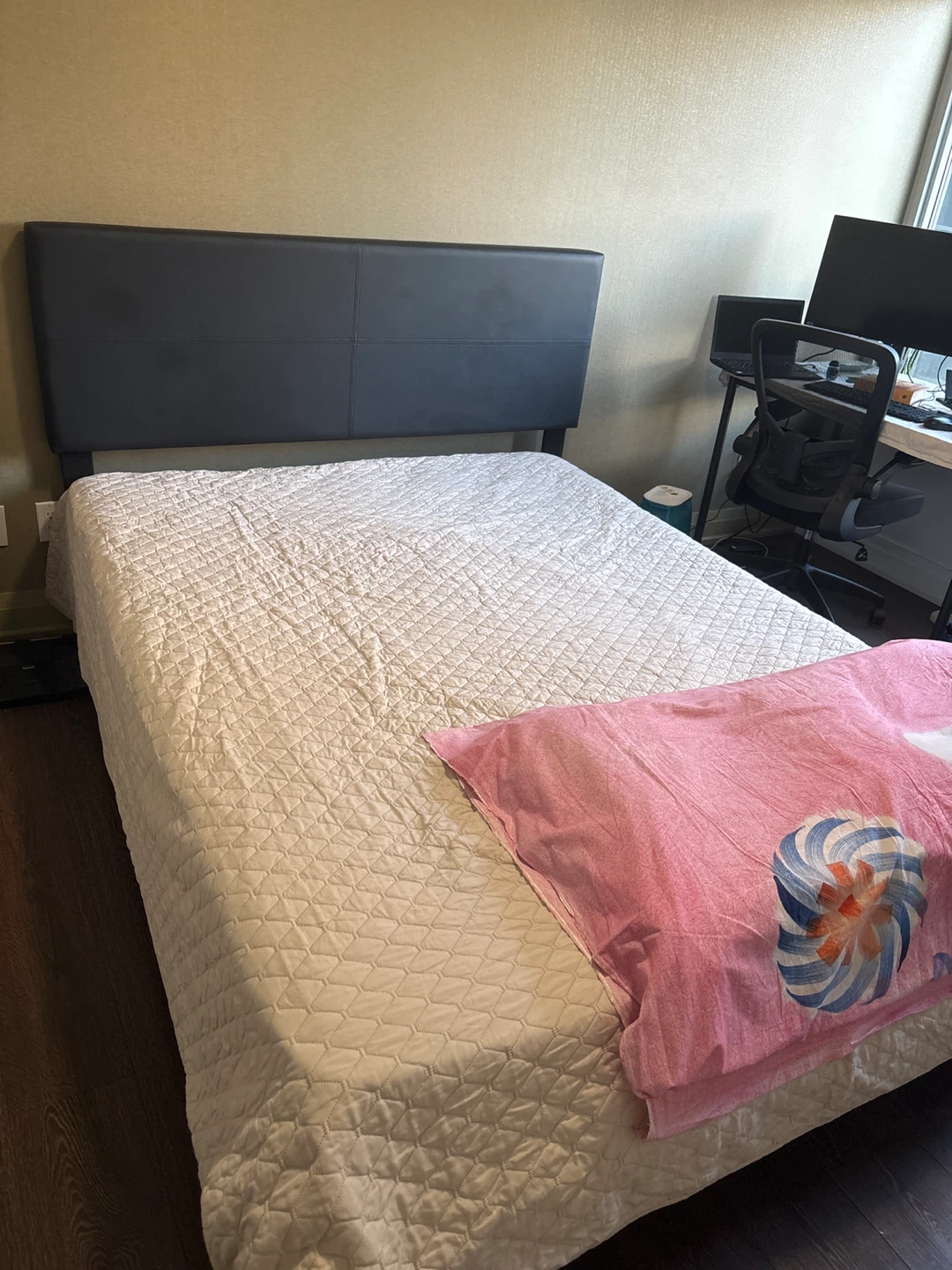 Black Faux Leather Headboard with Bed Frame
