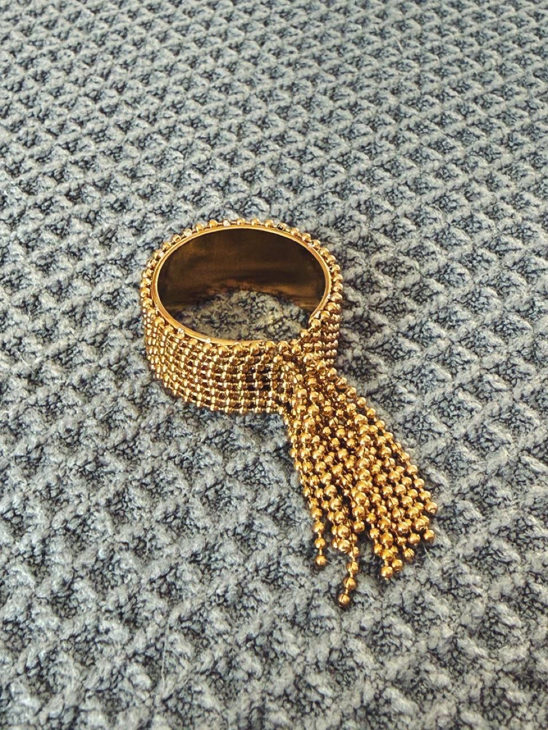 Gold Beaded Fringe Statement Ring - photo 4