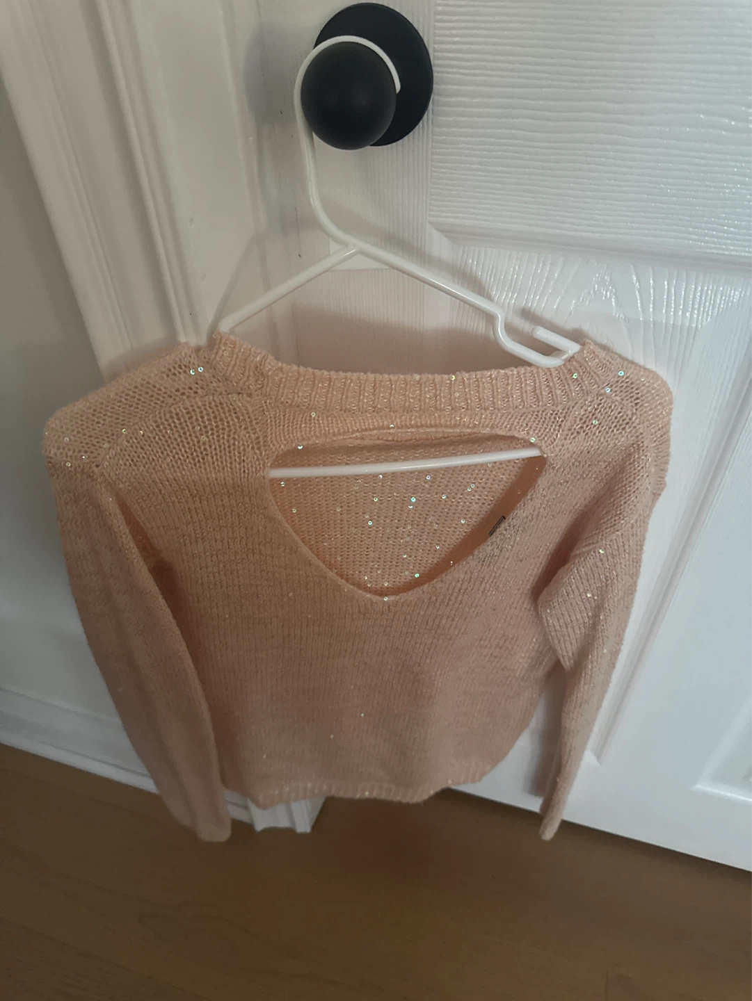 Peach Sequin Cutout Sweater - photo 2
