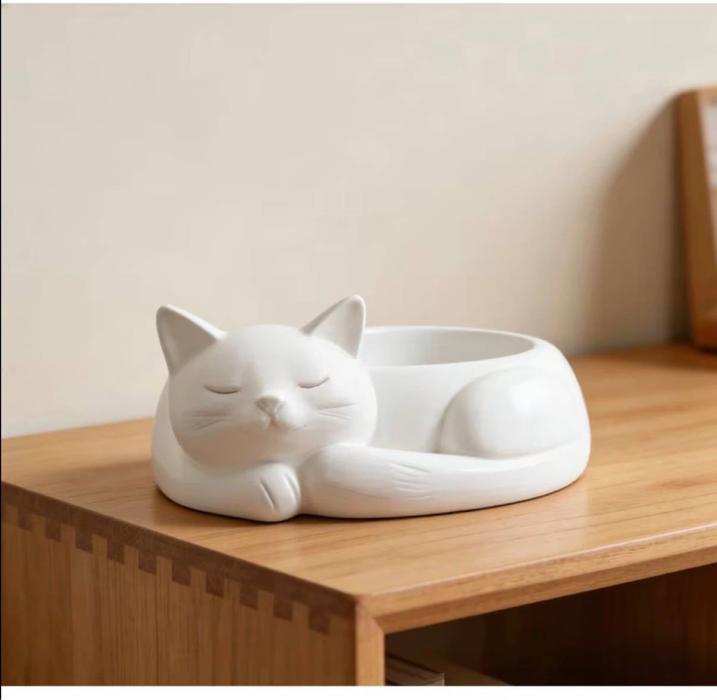 White Sleeping Cat Jewelry & Storage Tray