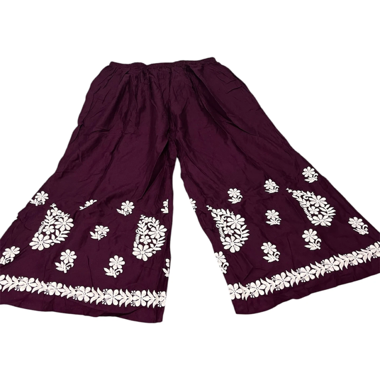 Purple Embroidered Kurti and Palazzo Pants Set - photo 3
