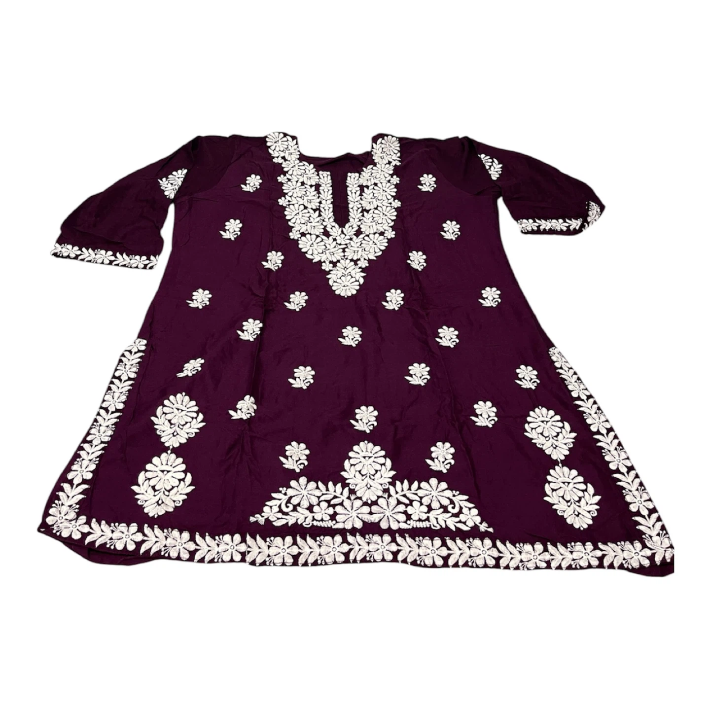 Purple Embroidered Kurti and Palazzo Pants Set - photo 2