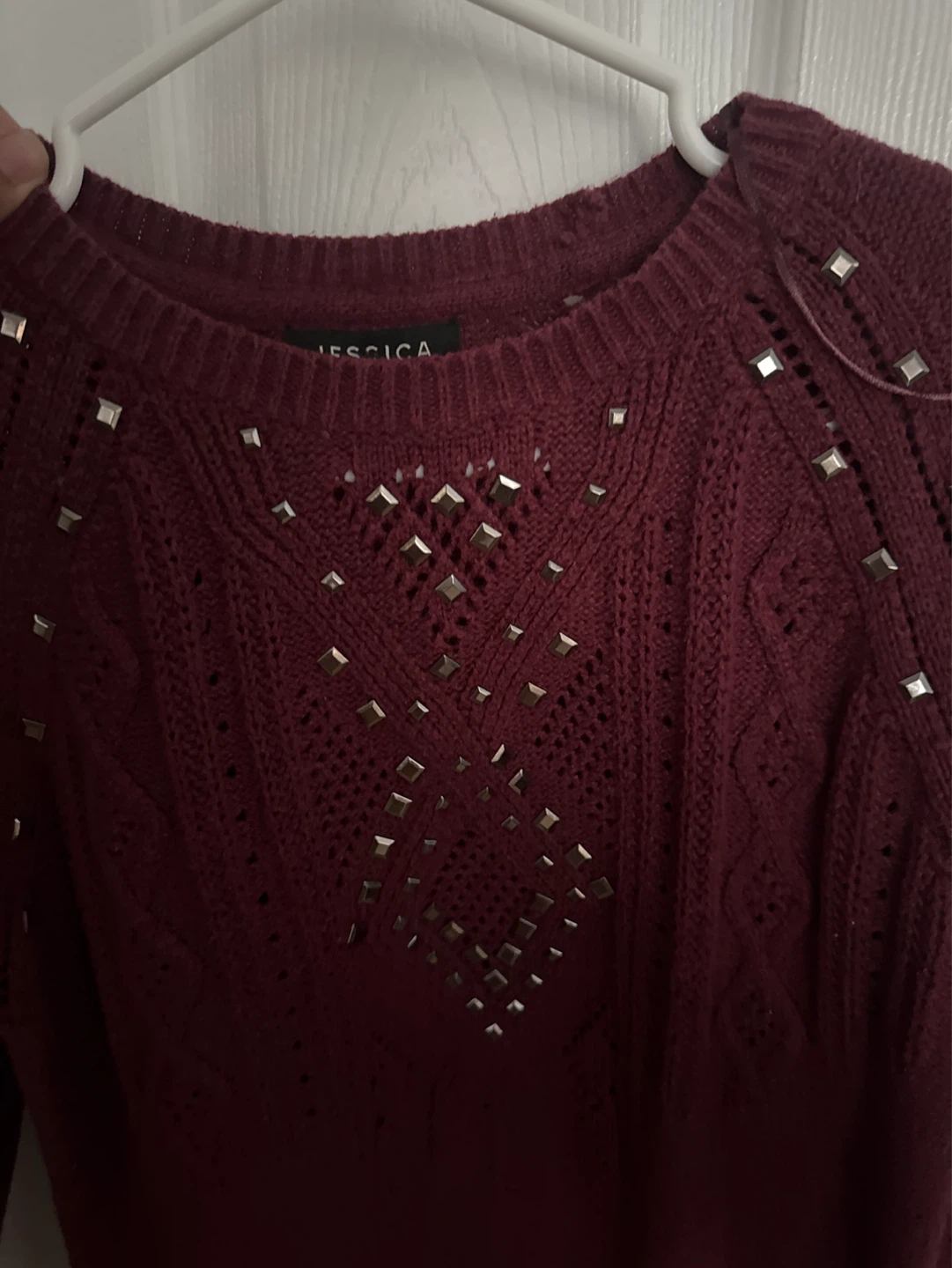 Jessica Women's Burgundy Studded Sweater